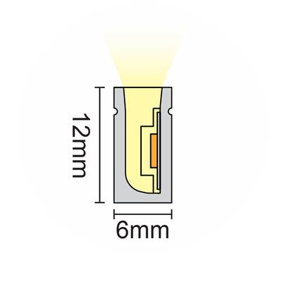 FULLWAT - NL-0612H-BC. Neón LED de flexión horizontal con sección rectangular de 06x12mm.  Blanco cálido - 3000K - 480 Lm/m - 10W/m