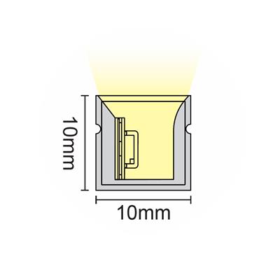 FULLWAT - NL-1010H-BC.Neon LED flexível horizontal com a secção  rectangular de 10x10mm.  Branco quente - 2700K - 640 Lm/m - 10W/m