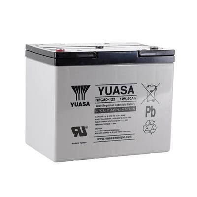 YUASA - REC80-12I. Bateria recarregável de Ácido de chumbo en tecnologia AGM-VRLA. Série REC. 12Vdc / 80Ah para utilização e uso  cíclica 